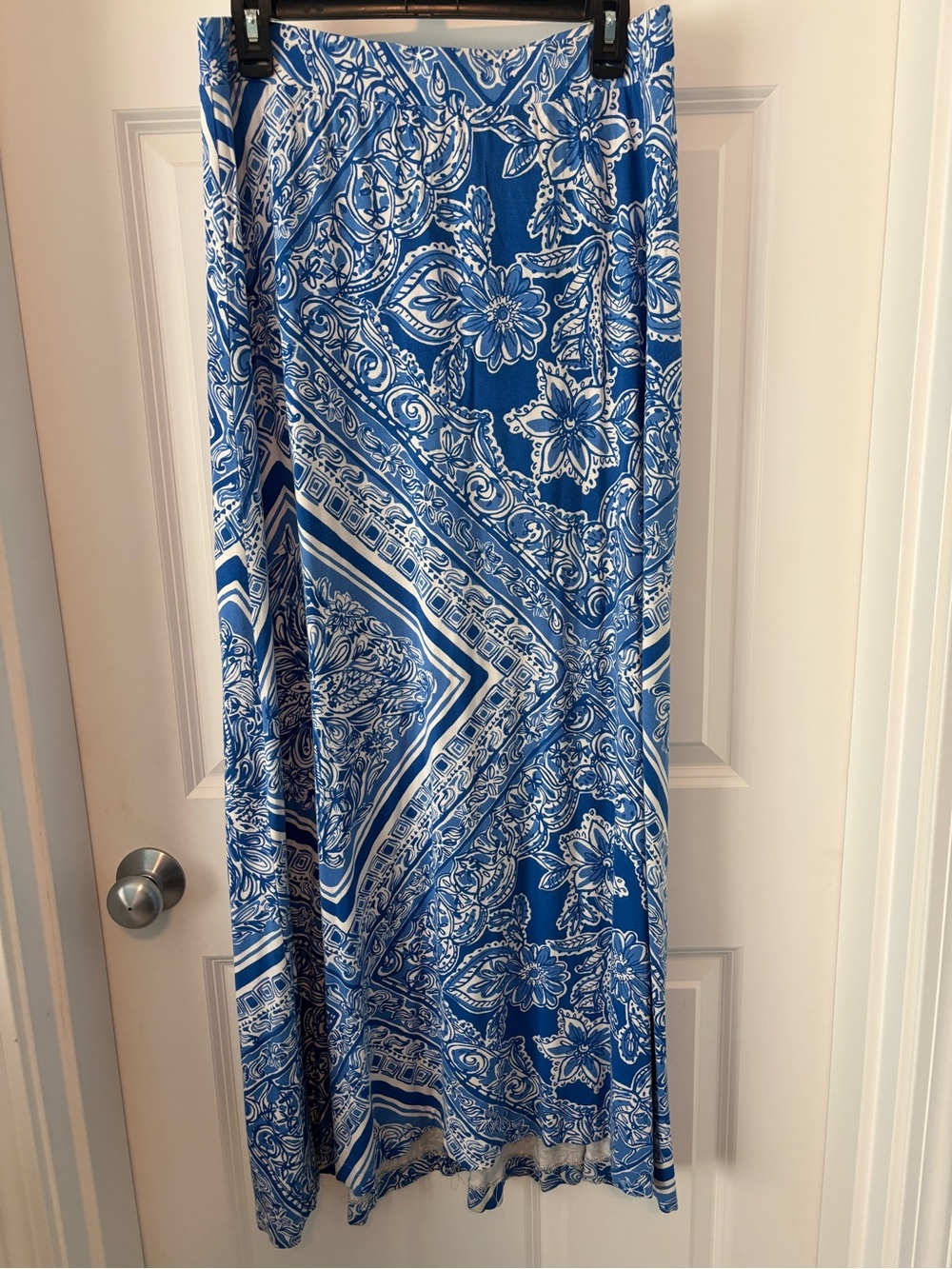 Lilly Pulitzer Nola Maxi Skirt / Strapless Dress Blue Crush Boho Size L - VGUC!